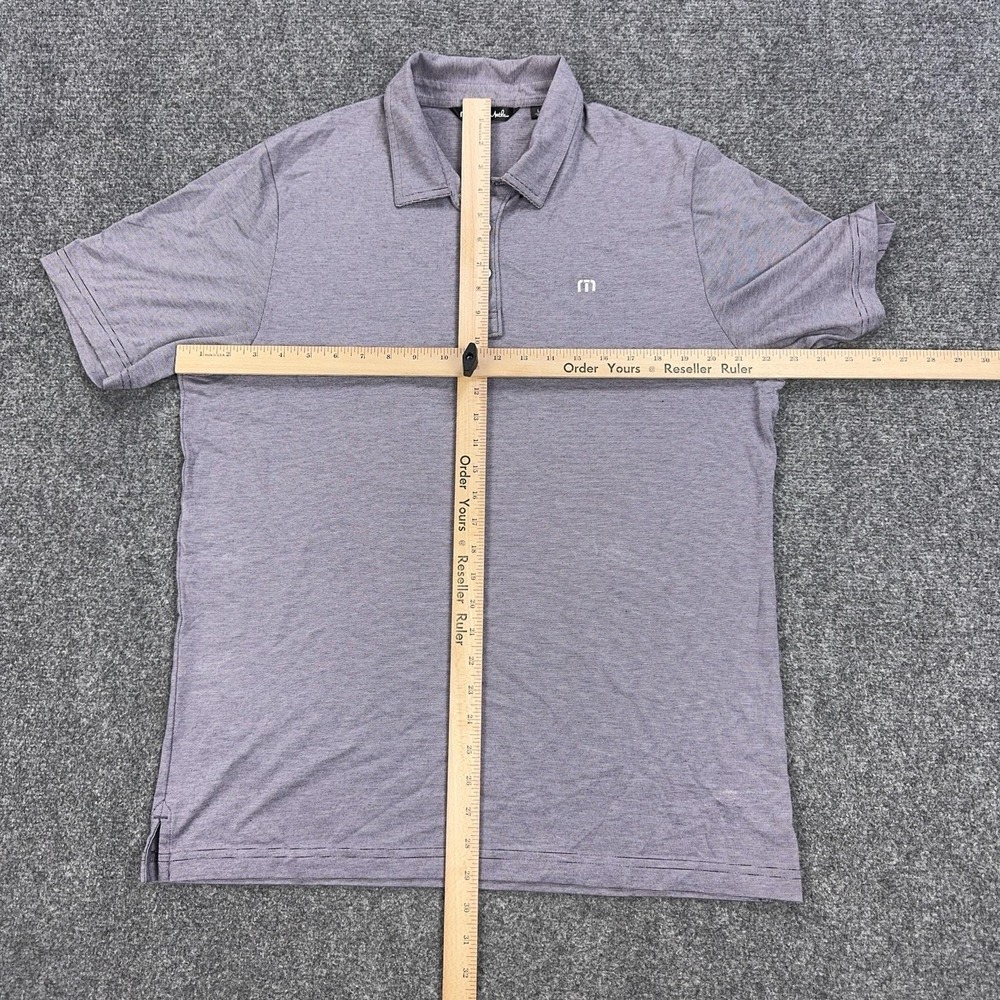TravisMathew Polo Shirt Mens L Purple Striped Pima Cotton Polyester Golf Knit - Picture 7 of 10